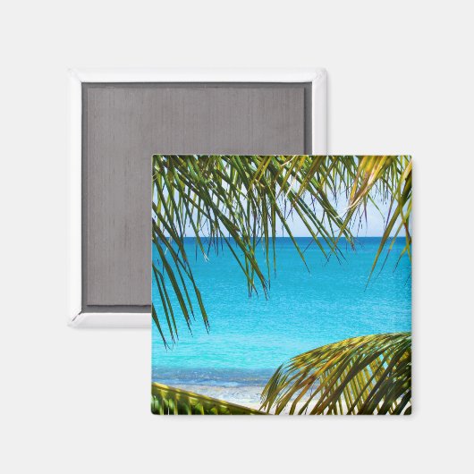 Tropisch strand met handpalmen magneet (Voorkant / Achterkant)