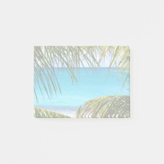 Tropisch strand met handpalmen post-it® notes (Voorkant)