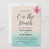 Tropisch strand met hibiscusbloem bruiloft kaart (Voorkant)