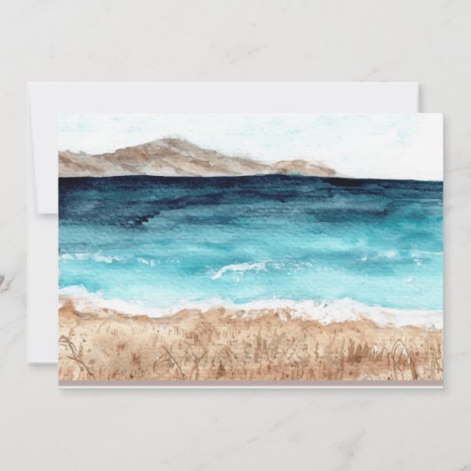 Tropisch strand met lichten Save the Date Kaart (Achterkant)