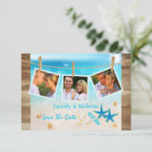 Tropisch strand met meerdere foto's, behalve de Ka Save The Date (Staand voorkant)