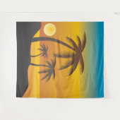 Tropisch strand met palmbomen achtergrond wandkleed (Voorkant (horizontaal))