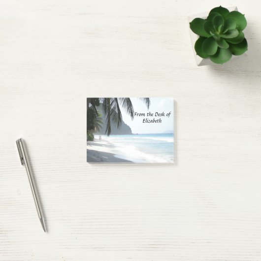 Tropisch strand met palmbomen gepersonaliseerd post-it® notes (Kantoor)