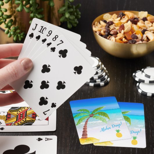 Tropisch strand met palmboom Aloha-speelkaarten Pokerkaarten (Insitu)