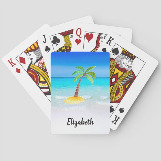 Tropisch strand met palmboomkleppen pokerkaarten (Achterkant)