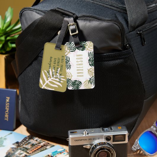 Tropisch strand met palmen bagagelabel (Voorkant /achterkant)