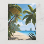 Tropisch strand met palmen briefkaart (Voorkant)