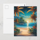 Tropisch strand met palmen briefkaart (Voorkant / Achterkant)