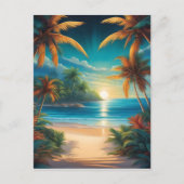 Tropisch strand met palmen briefkaart (Voorkant)