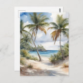 Tropisch strand met palmen briefkaart (Voorkant / Achterkant)