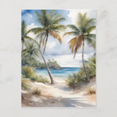 Tropisch strand met palmen briefkaart (Voorkant)