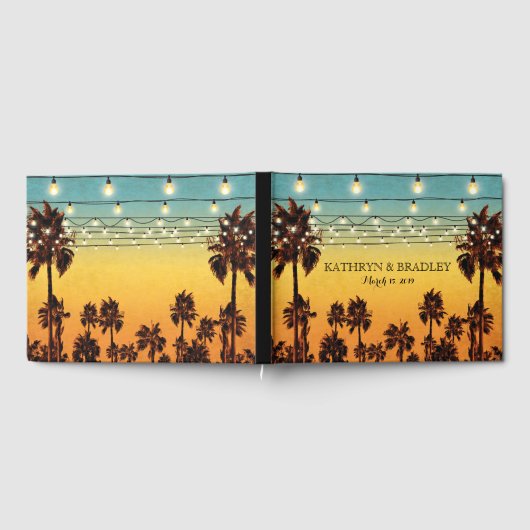 Tropisch strand met palmen Hawaiaans huwelijk Gastenboek (Volledig)