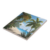 Tropisch strand met palmen tegeltje (Zijkant)