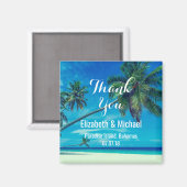 Tropisch strand met palmen Trouw Dank Magneet (Voorkant / Achterkant)