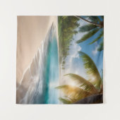 Tropisch strand met palmen wandkleed (Voorkant (horizontaal))