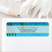 Tropisch strand met palmschijfjes etiket (Insitu)