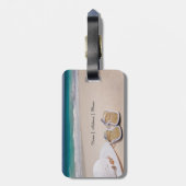 Tropisch strand met Pet en Teenslippers Bagagelabe Bagagelabel (Achterkant verticaal)