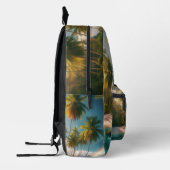 Tropisch strand met regenboog en palmbomen bedrukte rugzak (Links)