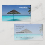 Tropisch strand met rieten paraplu reizen visitekaartje (Voorkant / Achterkant)