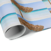 Tropisch strand met rieten parasolpatroon cadeaupapier (Rol Hoek)