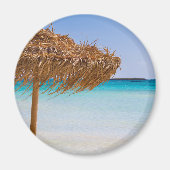 Tropisch strand met strooien parasol magneet (Voorkant)