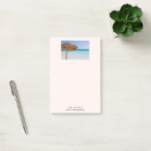 Tropisch strand met strooien parasol post-it® notes (Kantoor)