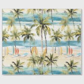 Tropisch strand met surfplanken inpakpapier (Vlak)