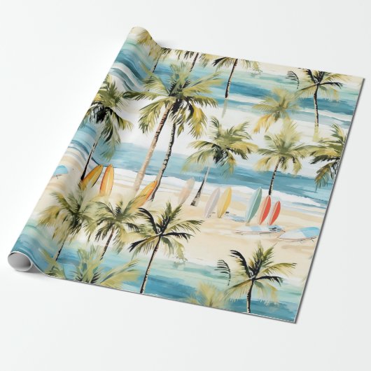 Tropisch strand met surfplanken inpakpapier (Uitgerold)