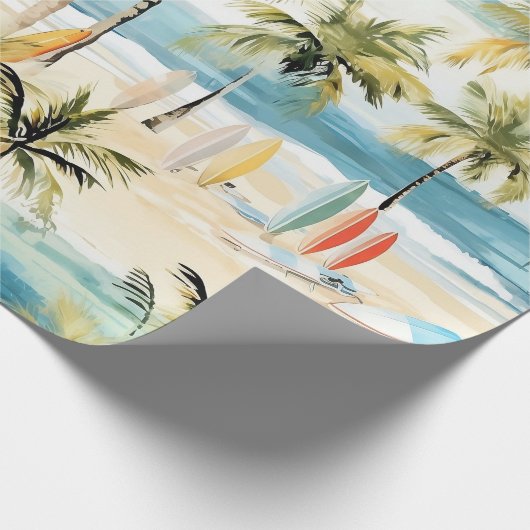 Tropisch strand met surfplanken inpakpapier (Hoek)