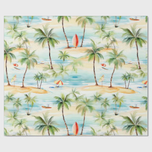 Tropisch strand met surfplanken inpakpapier