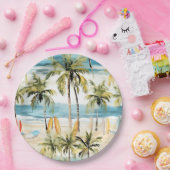 Tropisch strand met surfplanken papieren bordje (Feest)