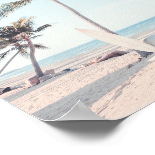 Tropisch strand met surfplanken poster (Hoek)