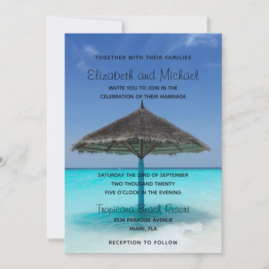 Tropisch strand met troebel huwelijk kaart (Voorkant)