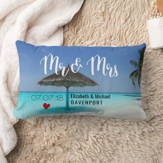 Tropisch strand met troebel huwelijk kussen (Deken)