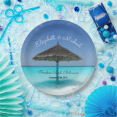 Tropisch strand met troebel huwelijk papieren bordje (Feest)