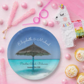 Tropisch strand met troebel huwelijk papieren bordje (Feest)