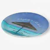 Tropisch strand met troebel huwelijk papieren bordje (Gekanteld)