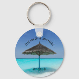 Tropisch strand met troebel huwelijk sleutelhanger