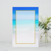 Tropisch strand met Turquoise-Zee Briefpapier (Staand voorkant)