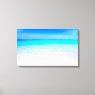 Tropisch strand met Turquoise-Zee Canvas Afdruk