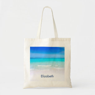 Tropisch strand met Turquoise Zee Custom Tote Bag