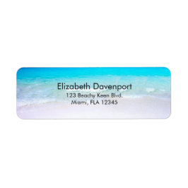 Tropisch strand met Turquoise-Zee Etiket