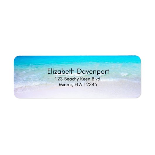 Tropisch strand met Turquoise-Zee Etiket (Voorkant)