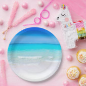 Tropisch strand met Turquoise-Zee Papieren Bordje (Feest)