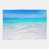 Tropisch strand met Turquoise-Zee Theedoek (Horizontaal)