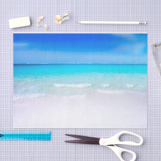 Tropisch strand met Turquoise-Zee Tissuepapier (Craft)