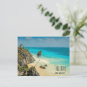 Tropisch strand met wind geveegd palmbomen briefkaart (Staand voorkant)