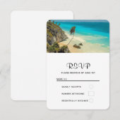 Tropisch strand met wind geveegd palmbomen bruilof RSVP kaartje (Voorkant / Achterkant)