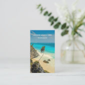 Tropisch strand met wind geveegd palmbomen visitekaartje (Staand voorkant)