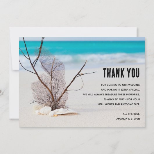 Tropisch strand met witte zeeschelpen Bedankt (Voorkant)